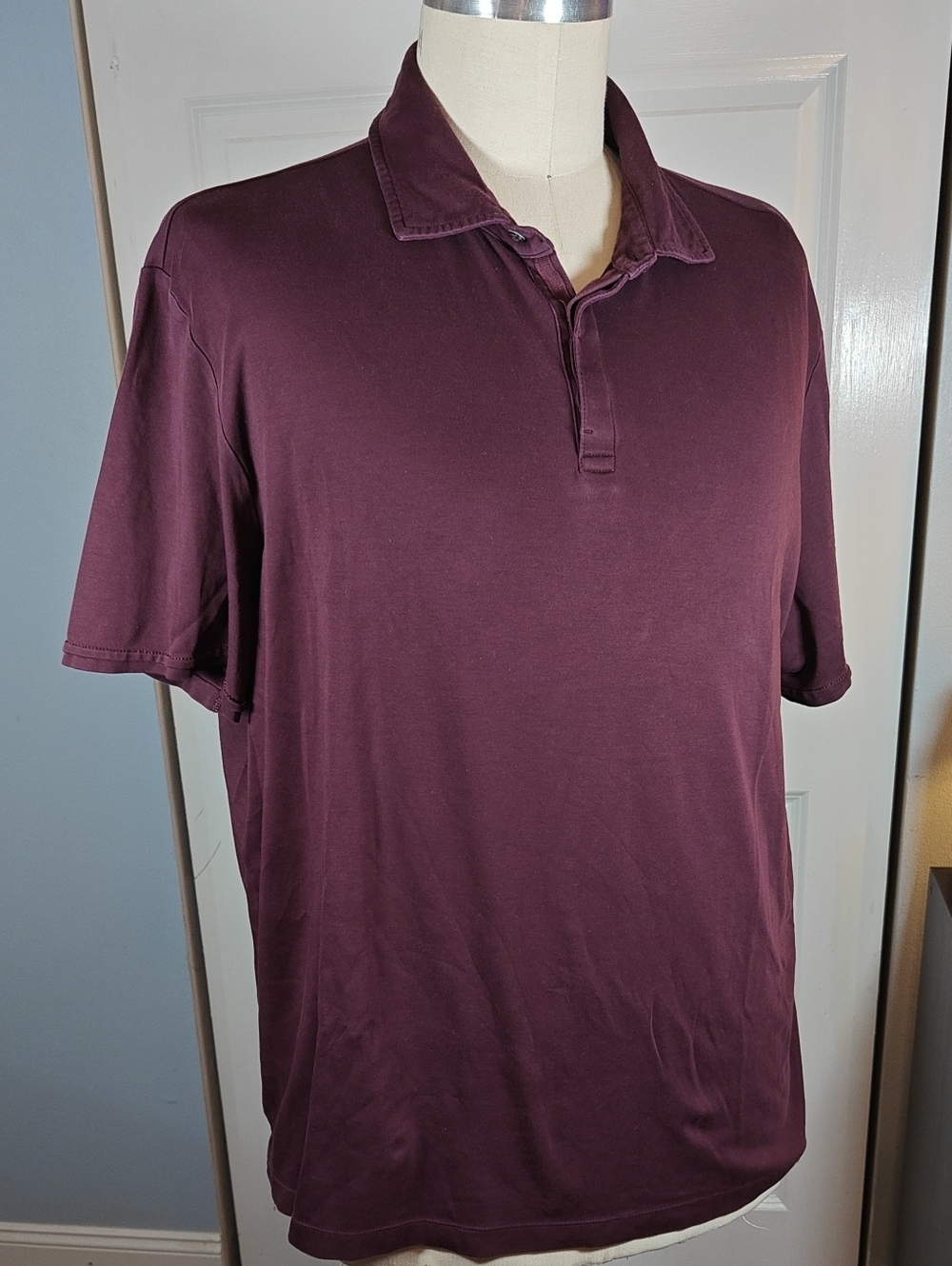 Joseph Abboud Men Maroon Liquid Soft Classic Fit Short Sleeve Polo Shirt XXL